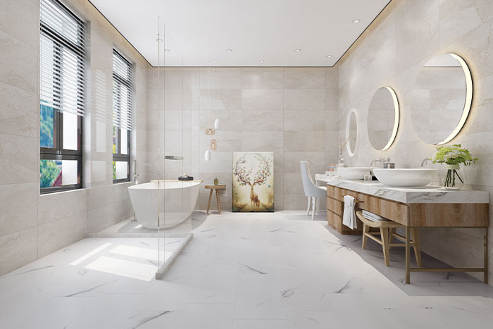 luxury vinyl tile flooring in bathroom